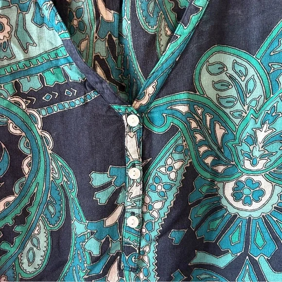 Lucky Brand Teal and Navy Paisley Blouse - Picture 4 of 7